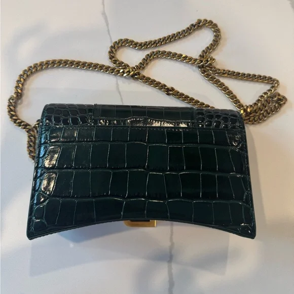 Balenciaga Green Crocodile wallet on chain - Picture 3 of 8